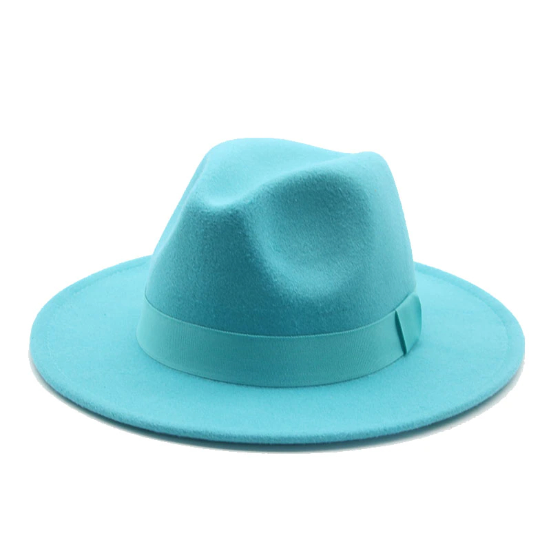 Chapeau bleu fedoras avec ruban bleu