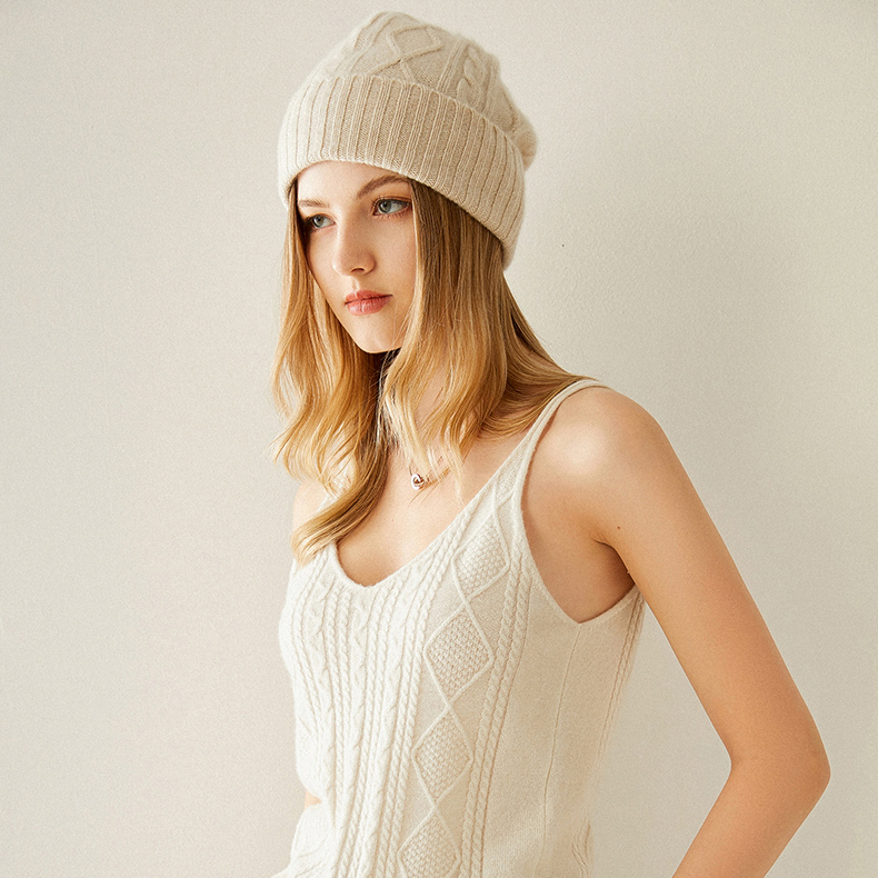Marron FEMME Bonnet en tricot à pompons amovibles pour femmes 2055500