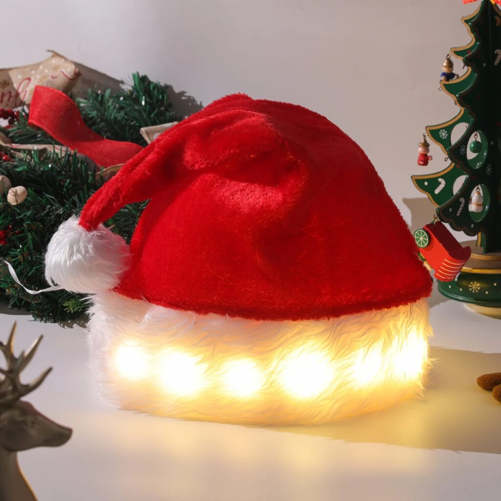 Bonnet Père Noel avec Lumière LED Colorée