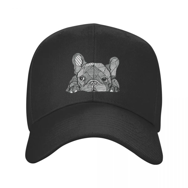 Casquette Baseball avec Imprimรฉ Bouledogue sur fond blanc