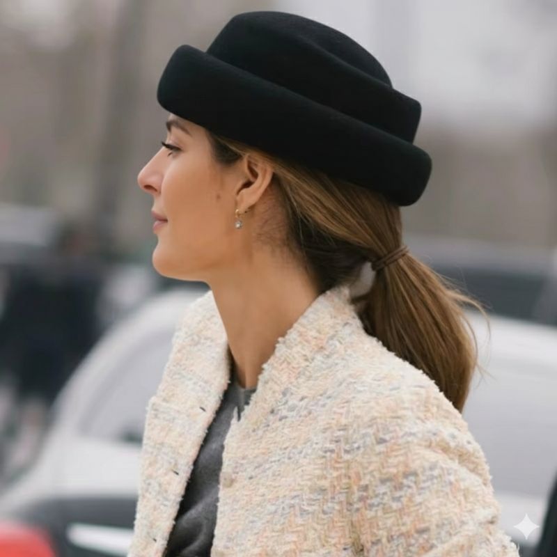 Chapeau femme feutre laine bords roulés