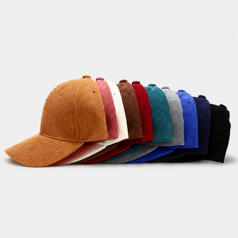 Casquette en velours côtelé unicolore 1