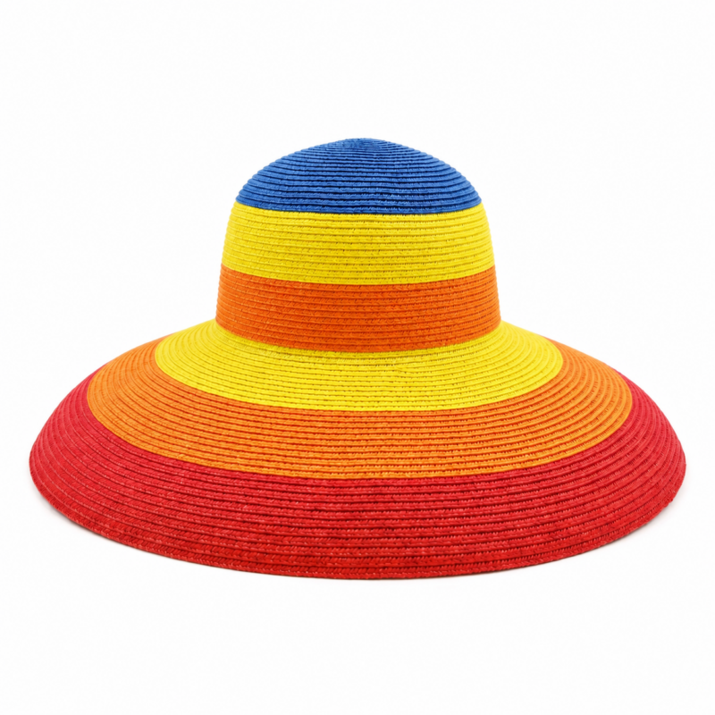 Chapeau Bob Coloré en Paille à Large Bord Retombant 1