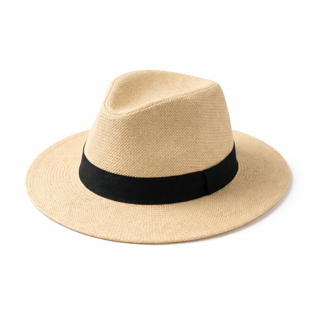Chapeaux en paille uni à large bord avec ruban pour homme et femme 1
