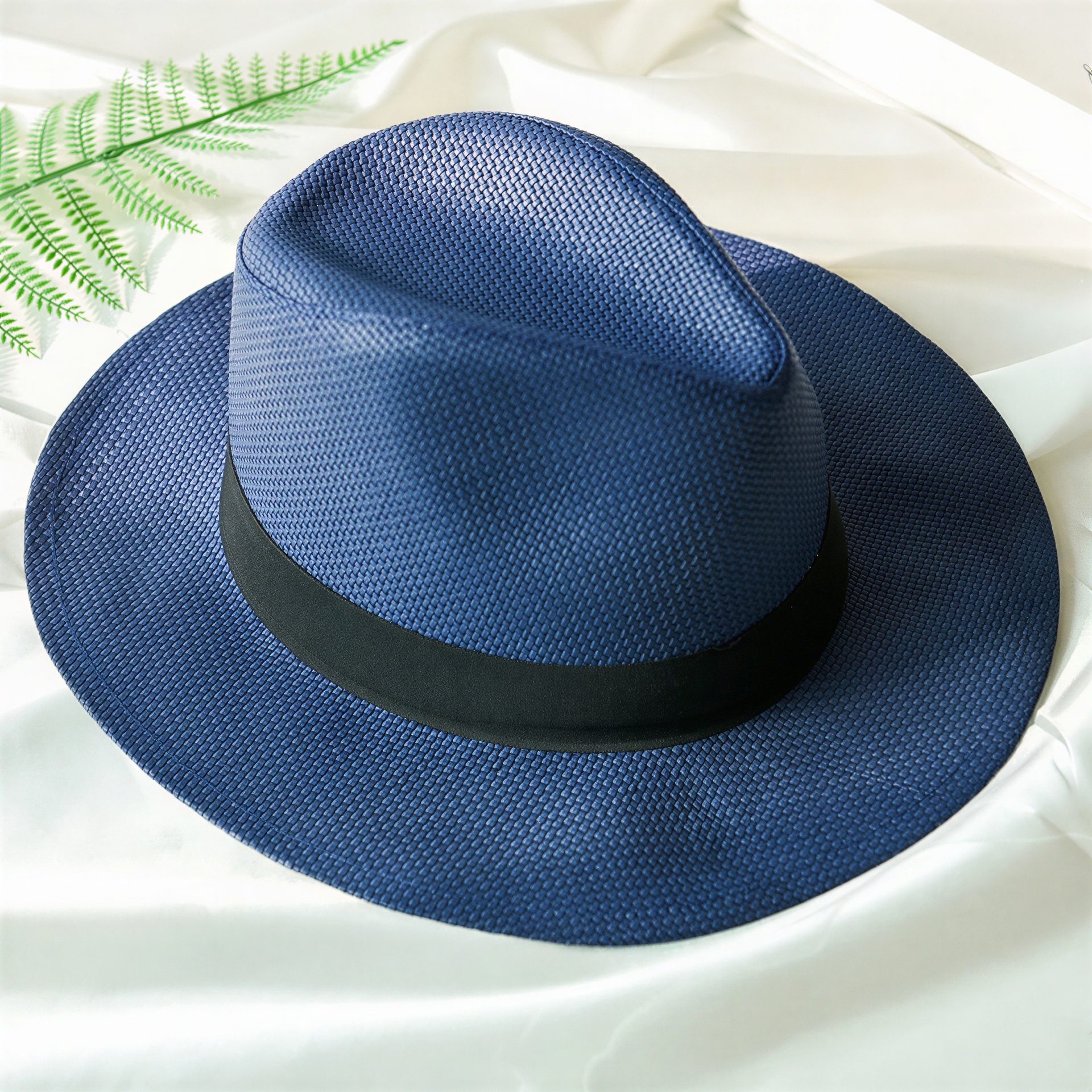 Chapeaux en paille uni à large bord avec ruban pour homme et femme 4