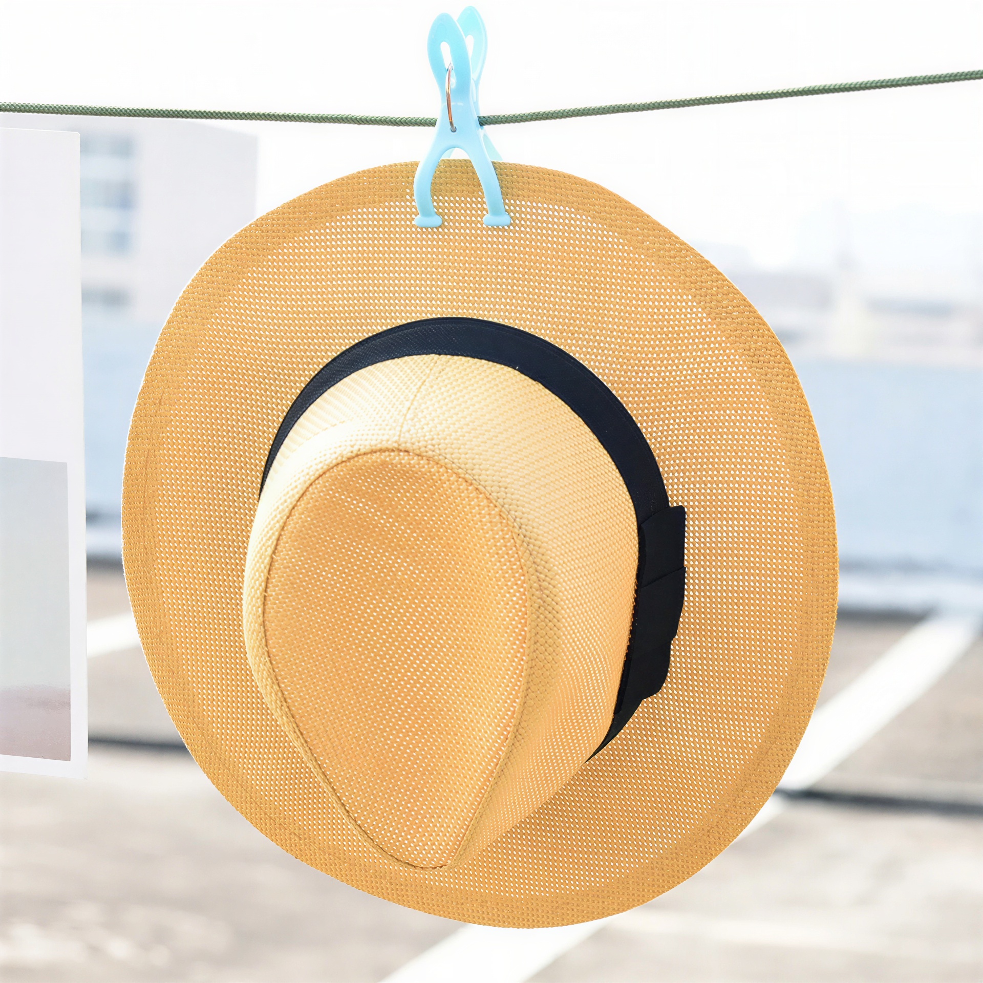 Chapeaux en paille uni à large bord avec ruban pour homme et femme 2