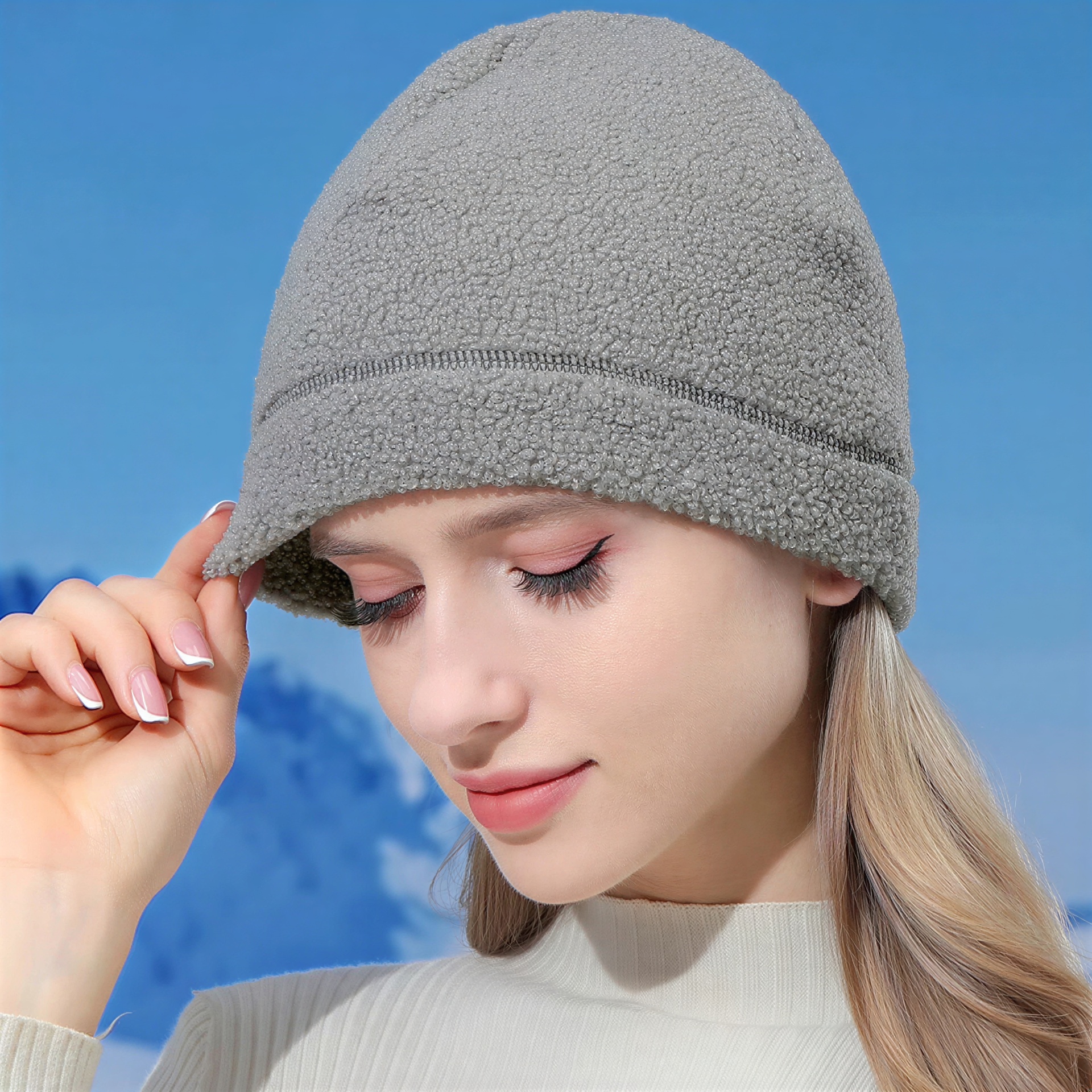 Bonnet Femme Gris et Polaire 3