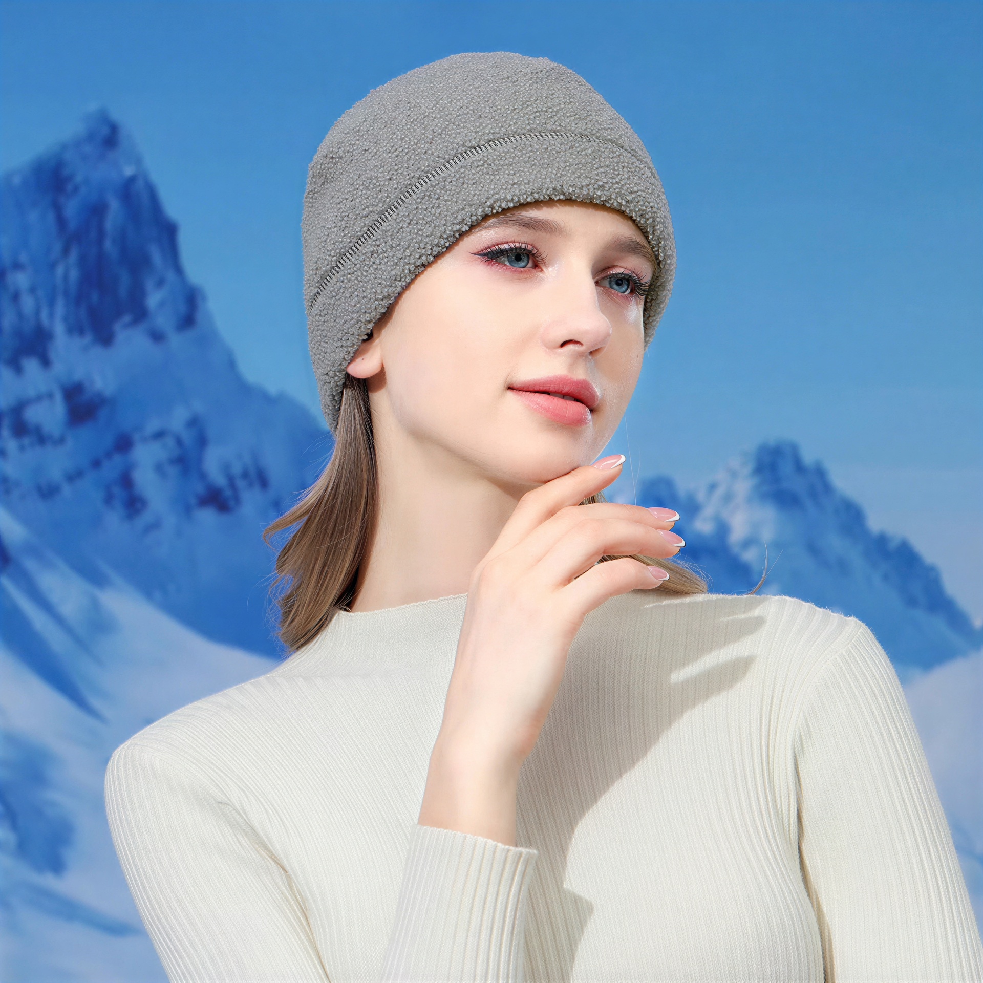 Bonnet Femme Gris et Polaire 2
